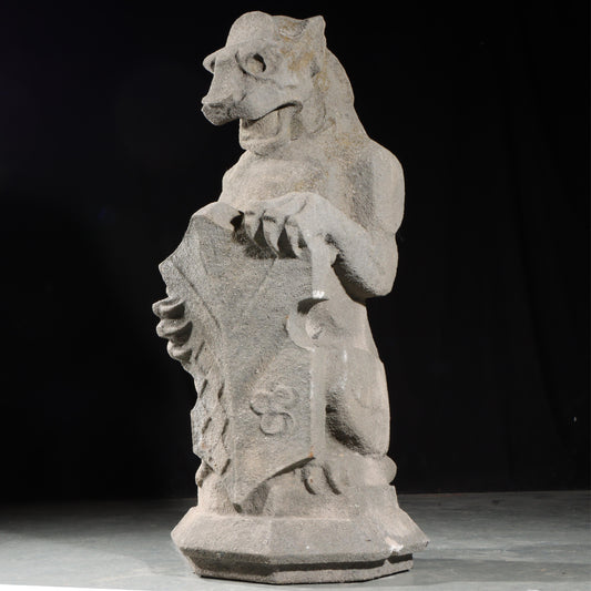 Heraldic Lion Guardian; full body gargoyle/grotesque beast with shield: 1920s Harlem, New York, Gothic Style