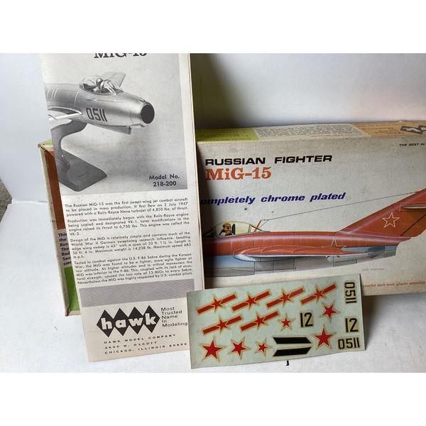 Hawk Russian Fighter MiG-15 - Chrome Plated Model Kit, Decals