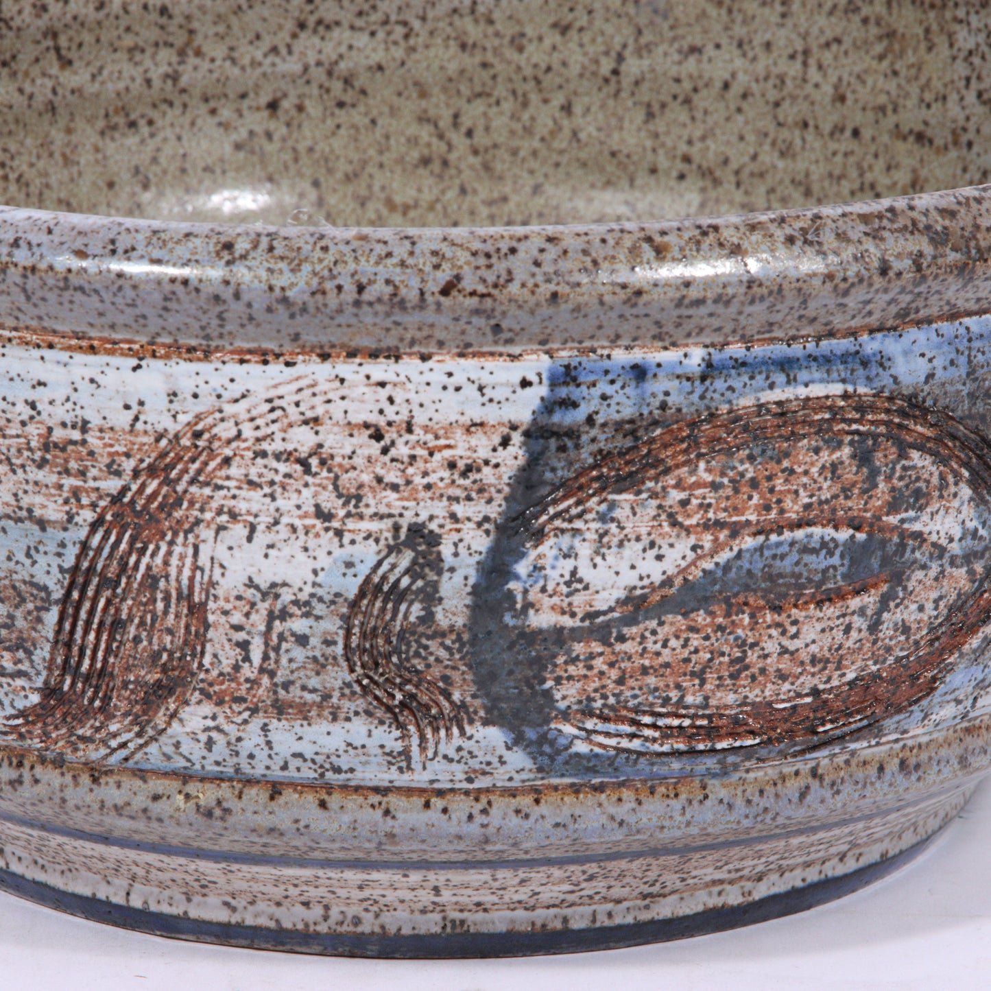 Jan Jones, American (20th century), LARGE 13.5 inch studio pottery bowl, 1956, stoneware, 6 1/4"H x 13 1/2"Diam.