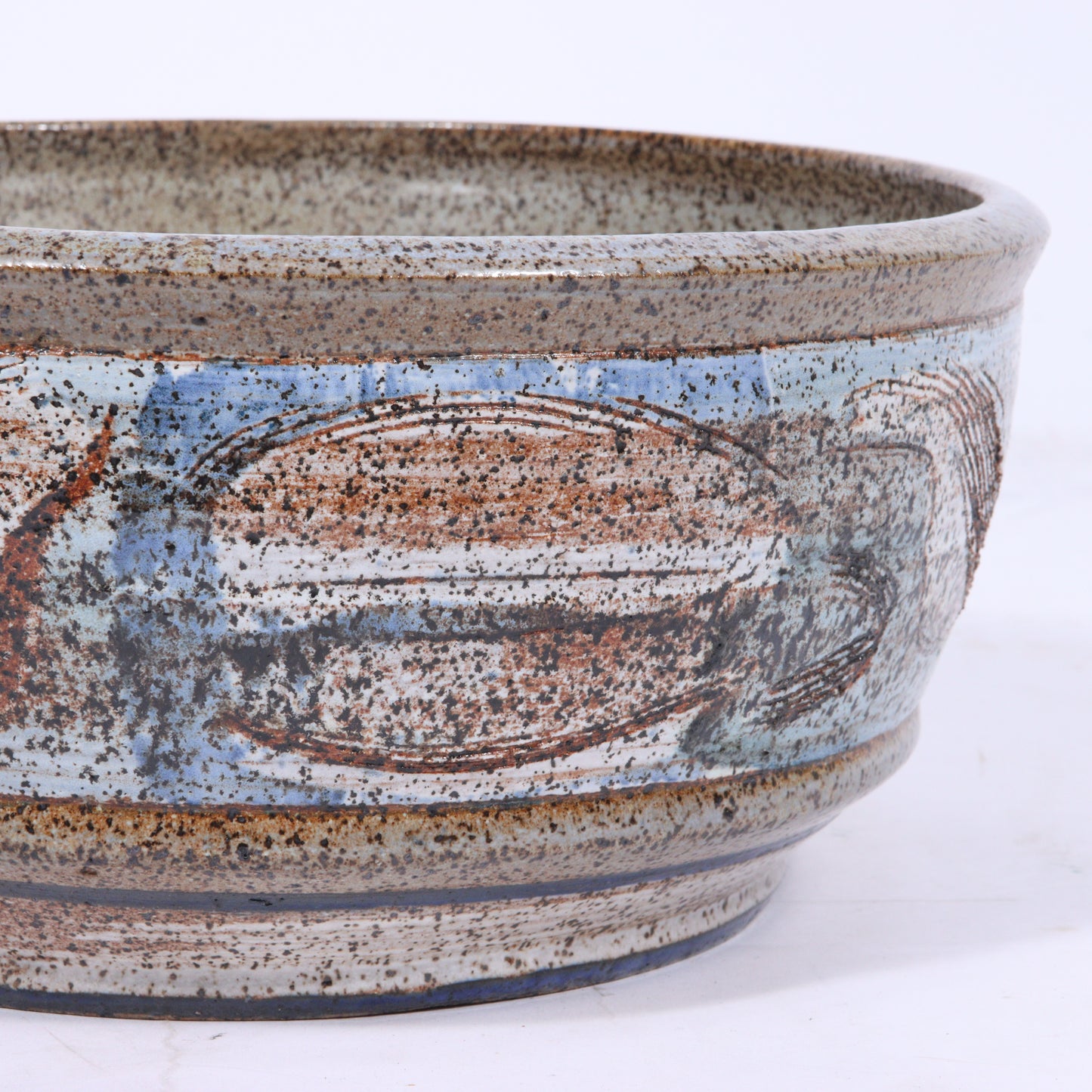 Jan Jones, American (20th century), LARGE 13.5 inch studio pottery bowl, 1956, stoneware, 6 1/4"H x 13 1/2"Diam.