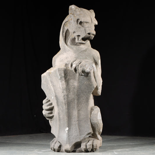 Heraldic Lion Guardian; full body gargoyle/grotesque beast with shield: 1920s Harlem, New York, Gothic Style