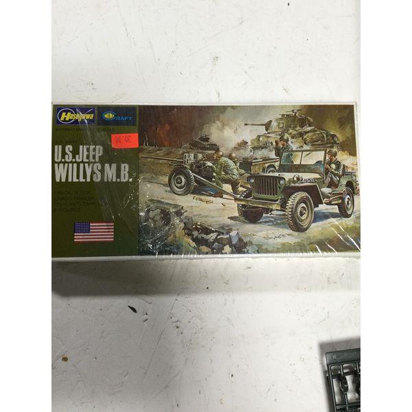 Hasegawa U.S. Jeep Willys M.B - 1/72 Scale, Truck 1/4 Ton, Cargo Trailer, 37mm Anti-Tank Gun & 8 Figures