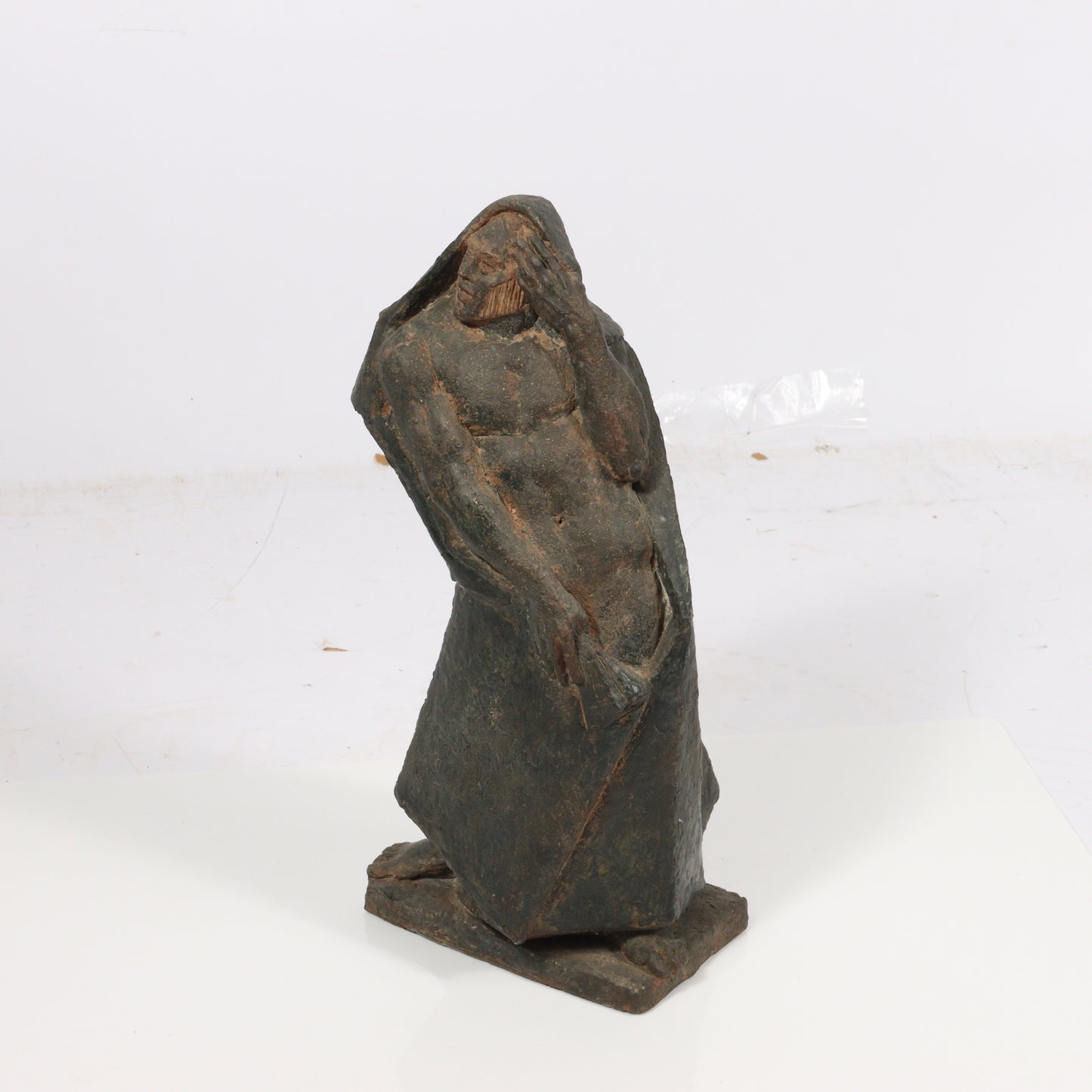 Robert Lohman, Indiana (1919-2001), shrouded cloaked figure, 1946, ceramic sculpture, 15"H x 8"W x 6"D