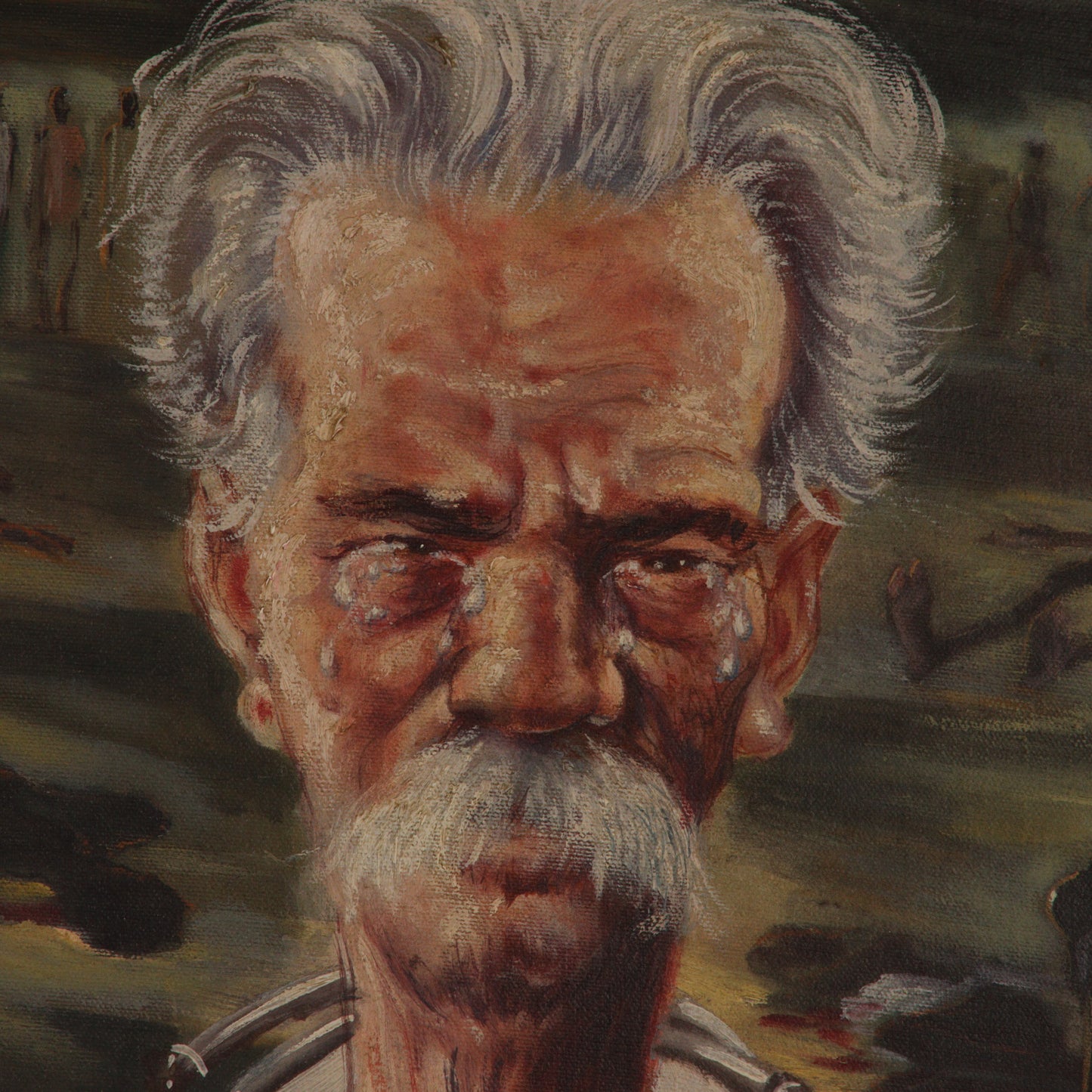 Paul Muller, New York / Russian Federation (1895-1970), Albert Schweitzer, 1940s, oil on canvas stretched over baby crib, 34"H x 23 1/2"W