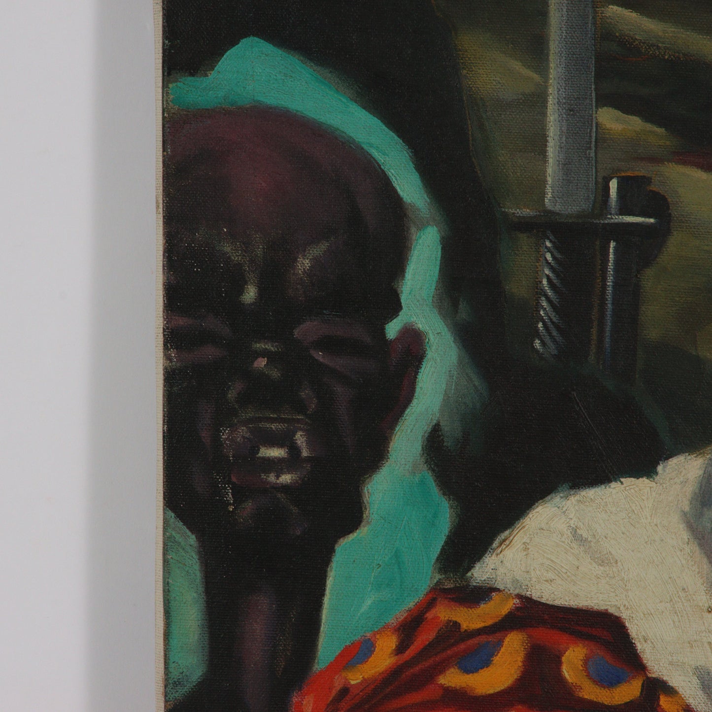 Paul Muller, New York / Russian Federation (1895-1970), Albert Schweitzer, 1940s, oil on canvas stretched over baby crib, 34"H x 23 1/2"W
