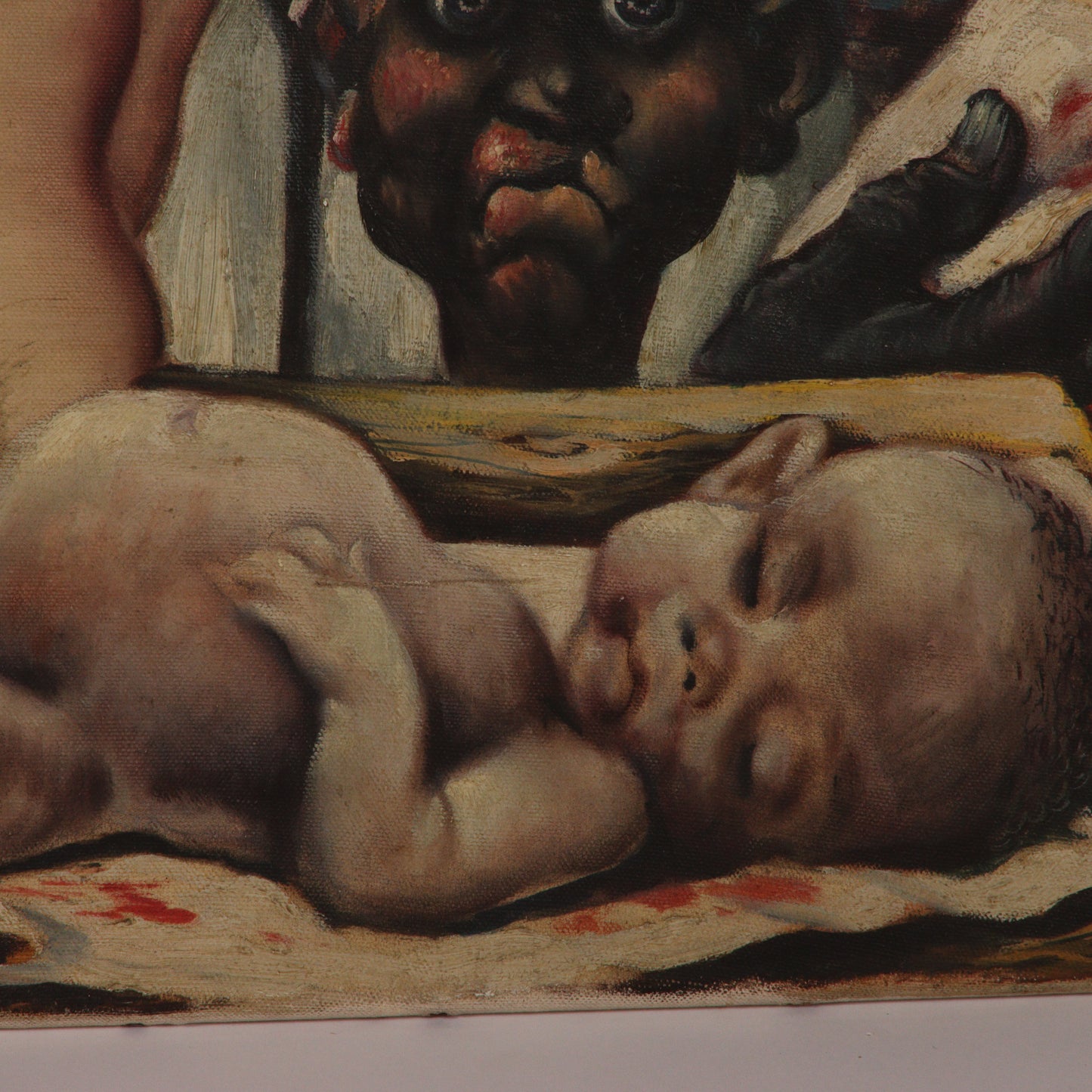 Paul Muller, New York / Russian Federation (1895-1970), Albert Schweitzer, 1940s, oil on canvas stretched over baby crib, 34"H x 23 1/2"W