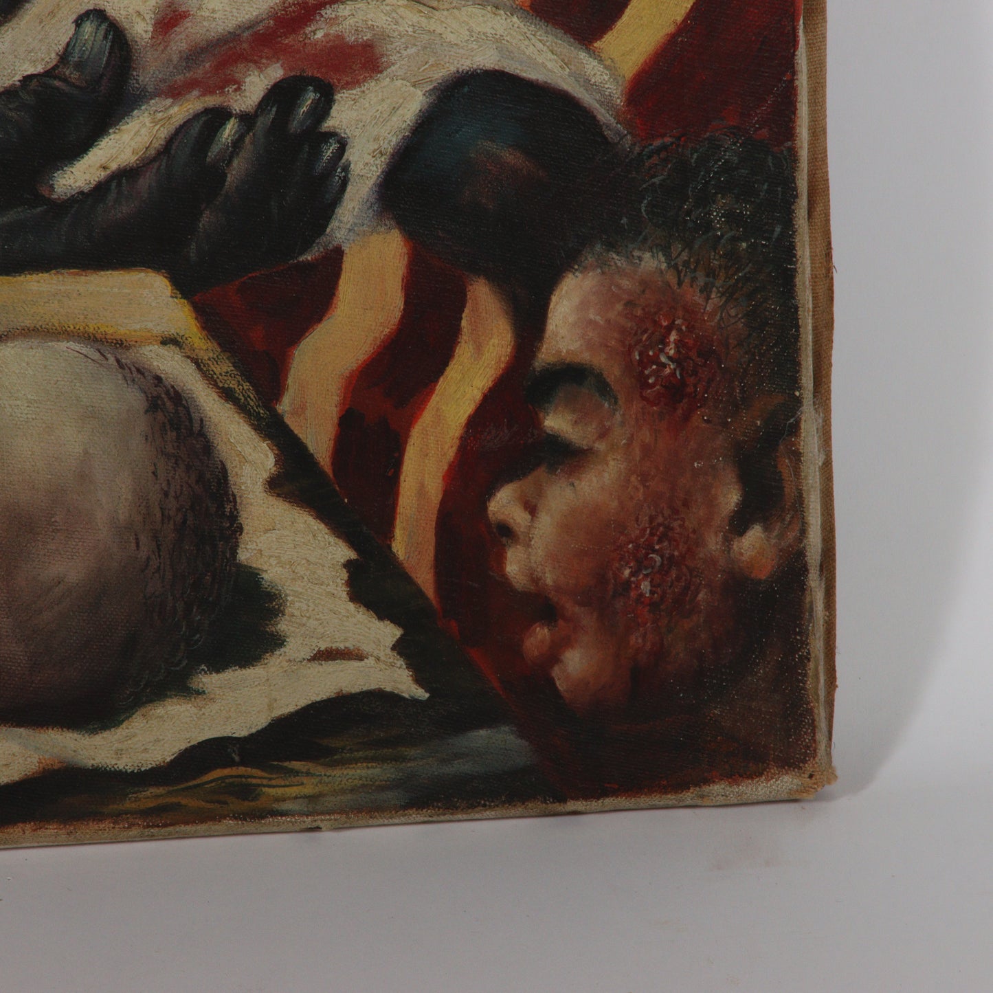 Paul Muller, New York / Russian Federation (1895-1970), Albert Schweitzer, 1940s, oil on canvas stretched over baby crib, 34"H x 23 1/2"W