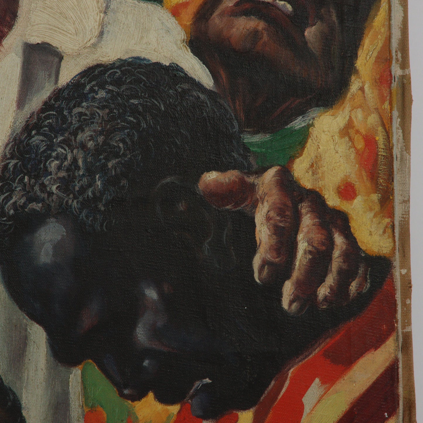 Paul Muller, New York / Russian Federation (1895-1970), Albert Schweitzer, 1940s, oil on canvas stretched over baby crib, 34"H x 23 1/2"W