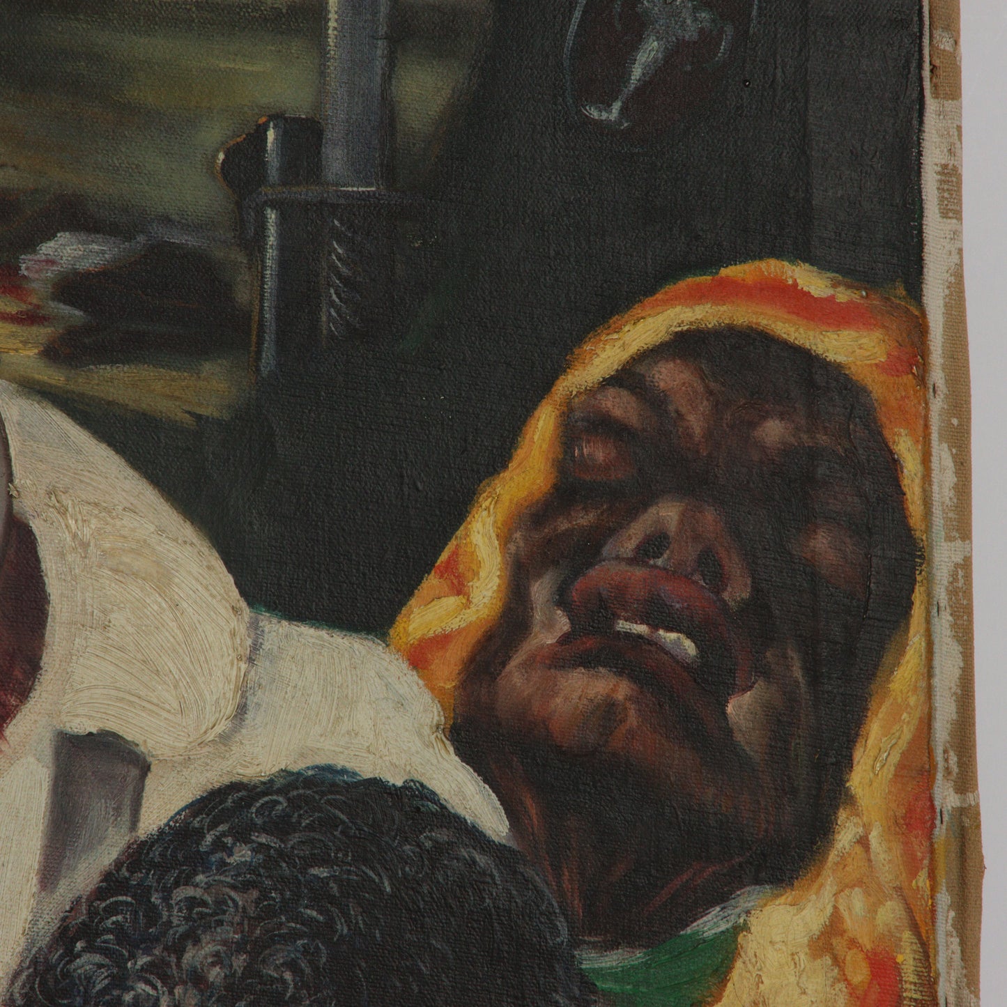 Paul Muller, New York / Russian Federation (1895-1970), Albert Schweitzer, 1940s, oil on canvas stretched over baby crib, 34"H x 23 1/2"W