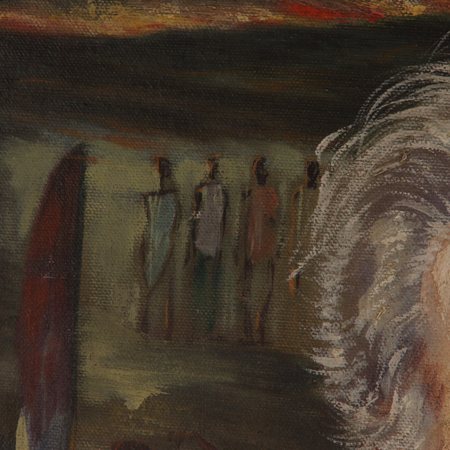Paul Muller, New York / Russian Federation (1895-1970), Albert Schweitzer, 1940s, oil on canvas stretched over baby crib, 34"H x 23 1/2"W