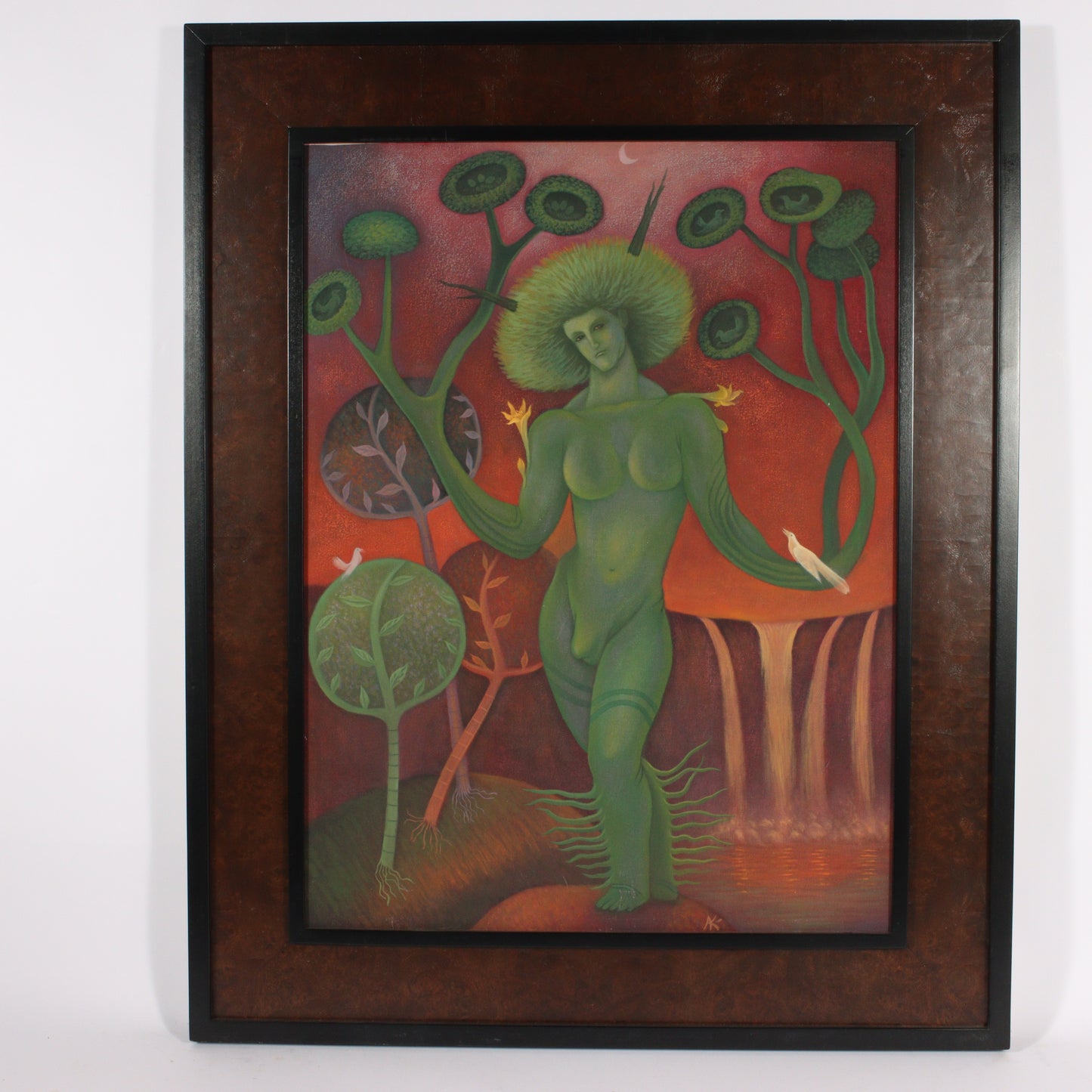 Unknown (20th century), Green Androgyne, surrealist figure oil on canvas 28 1/4"H x 21 1/2"W (sight), 36 1/2"H x 29 1/2"W (frame)