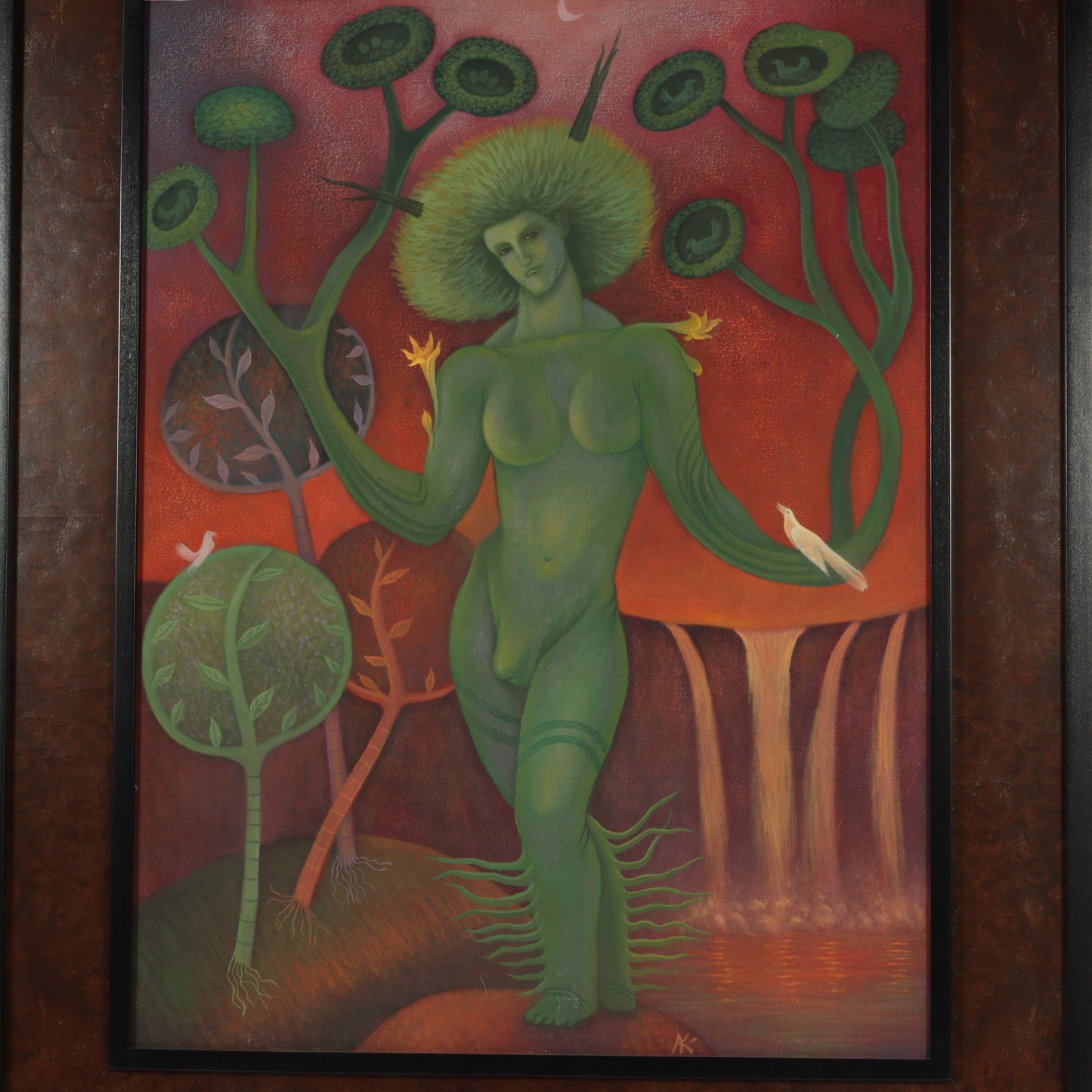 Unknown (20th century), Green Androgyne, surrealist figure oil on canvas 28 1/4"H x 21 1/2"W (sight), 36 1/2"H x 29 1/2"W (frame)