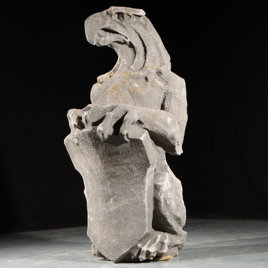 Heraldic Eagle/Falcon Guardian; full body gargoyle/grotesque beast with shield: 1920s Harlem, New York, Gothic Style