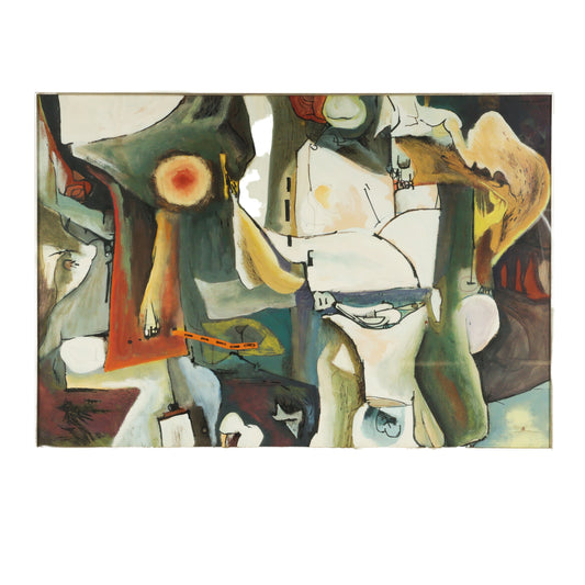 Richard Wengenroth, New York (1929-2022), abstract, 1957, gouache on paper, 21"H x 30"W