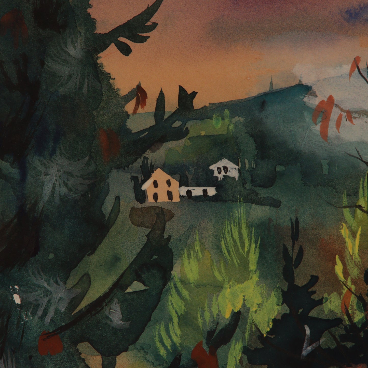 Marion Bryson, American (20th century), Stone Isle, Maine, landscape, watercolor on paper, 23 1/2"H x 17 1/2"W (sight)