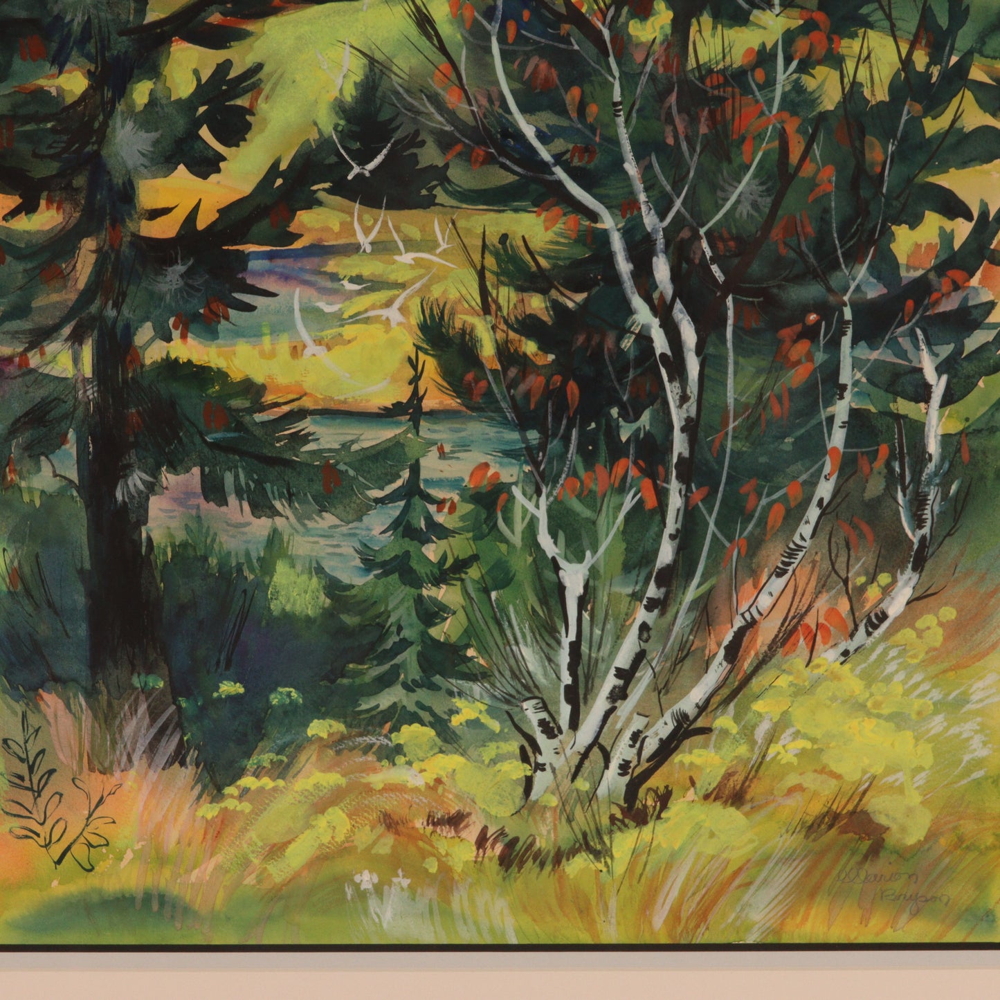 Marion Bryson, American (20th century), Stone Isle, Maine, landscape, watercolor on paper, 23 1/2"H x 17 1/2"W (sight)