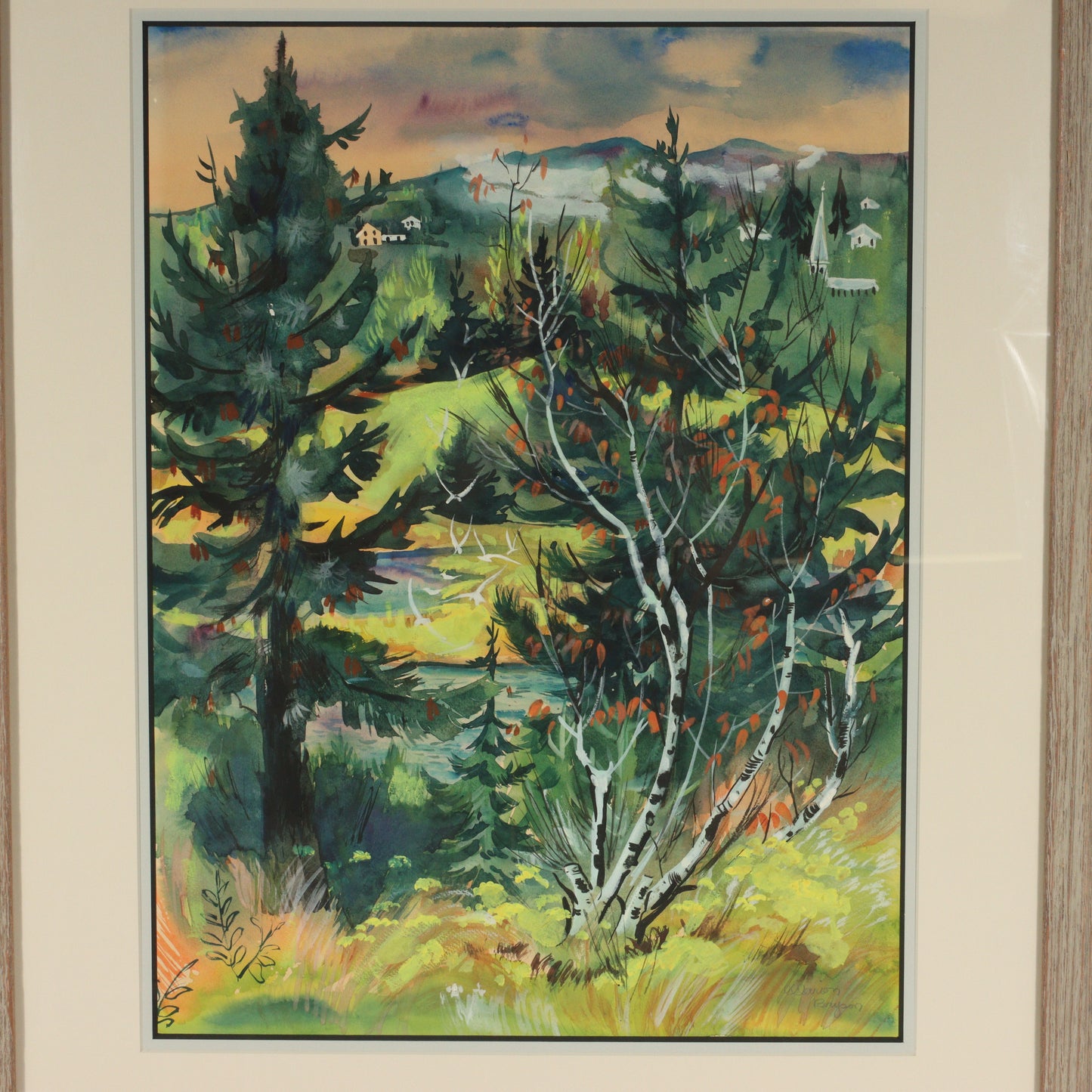 Marion Bryson, American (20th century), Stone Isle, Maine, landscape, watercolor on paper, 23 1/2"H x 17 1/2"W (sight)
