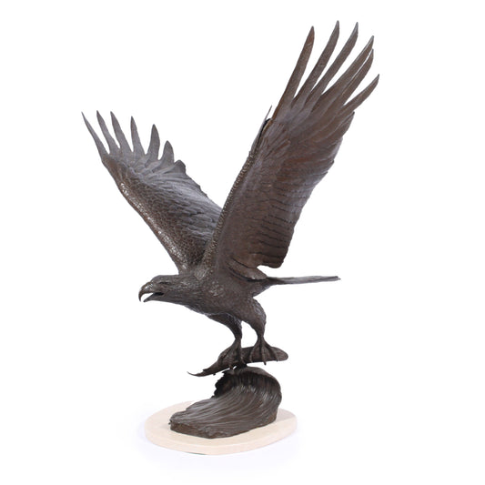 Jenne Stahl, American (20th century), The Hunter, 1979, bronze with marble base, 36"H x 35"W x 20"D