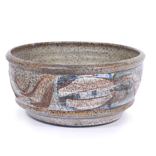 Jan Jones, American (20th century), LARGE 13.5 inch studio pottery bowl, 1956, stoneware, 6 1/4"H x 13 1/2"Diam.