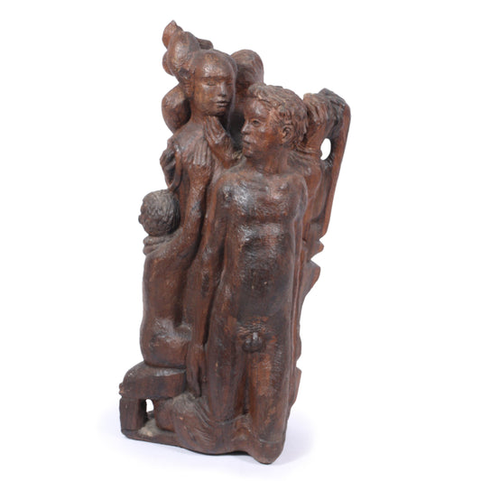Robert Lohman, Indiana (1919-2001), Family, figural group, 1940s, wood, 30"H x 13"W x 10"D
