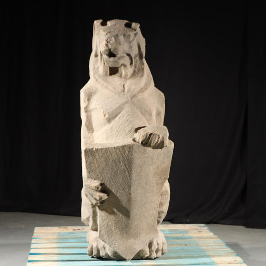 Heraldic Lion Guardian; full body gargoyle/grotesque beast with shield: 1920s Harlem, New York, Gothic Style