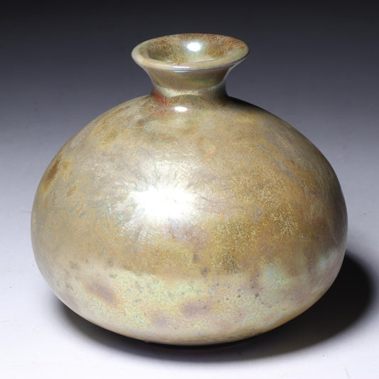 Laura Andreson, California (1902 - 1999), American studio pottery cabinet vase, lustre over earthtone glazed ceramic, 2 3/4"H x 3 1/4"Diam.