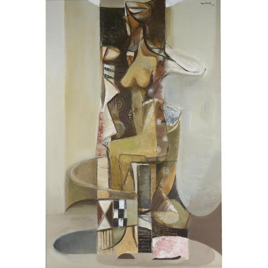 Le Quy Tong, Vietnamese (b.1977), abstract female nude, 2001, oil on canvas, 46 1/2"H x 30 1/4"W(sight), 53 3/4"H x 37 3/4"W(frame)