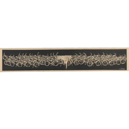 Tran Cong Dung, Vietnamese (b.1969), 2005, large scale woodcut on rice paper, 11 1/2"H x 62"W(stretcher), 23 1/4"H x 73 3/4"W(frame)