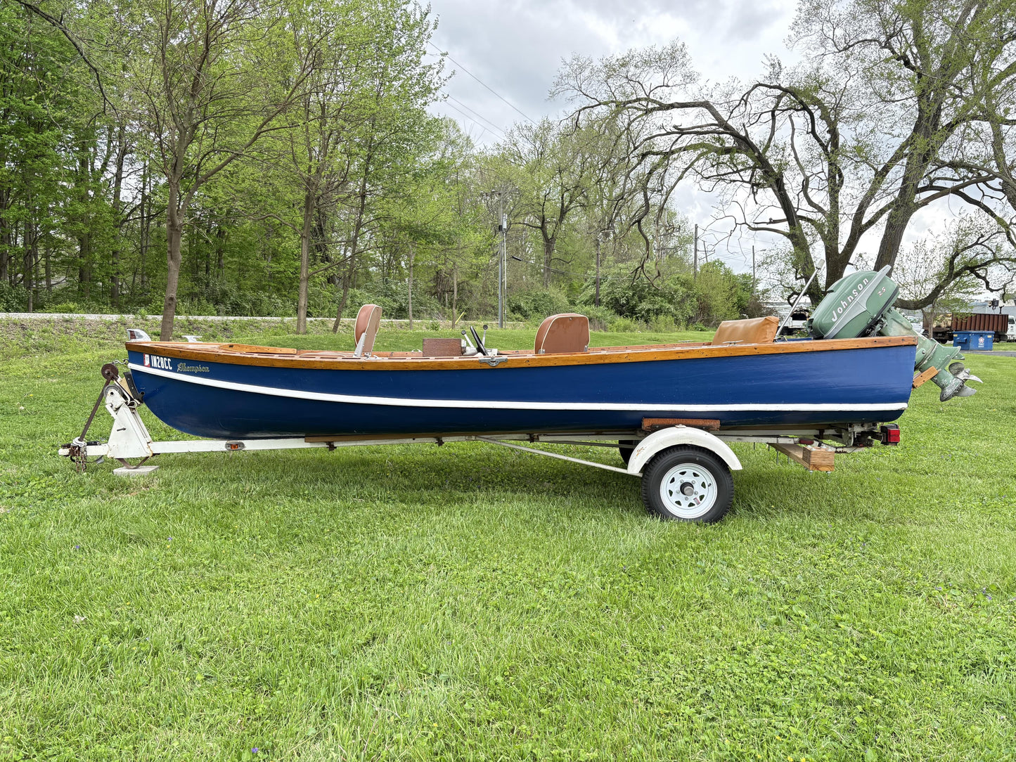 1956 Thompson Classic Wooden Boat & Accompanying Trailer