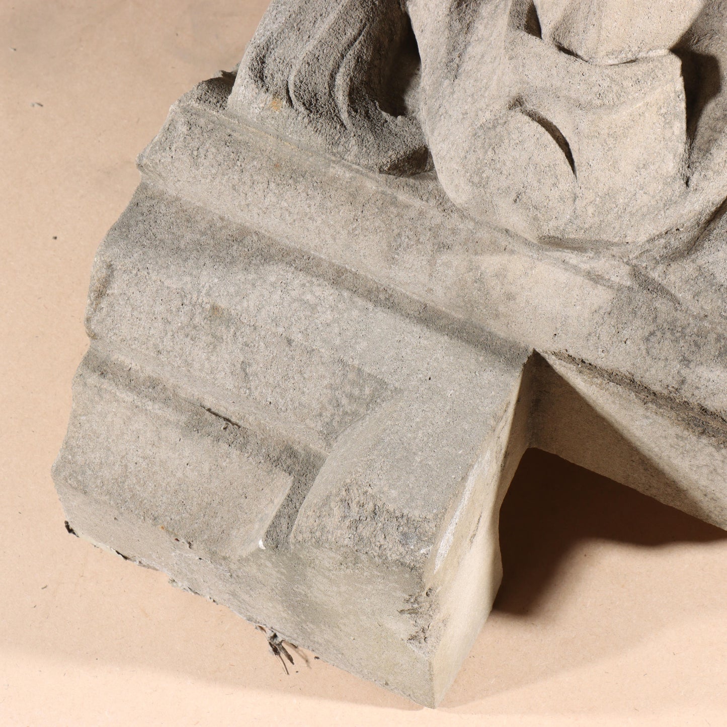 Human face gargoyle/grotesque grinning old man; 1920s Harlem, New York, Gothic Style Architectural Limestone Facade Carving 19 1/2"H x 17 1/2"W
