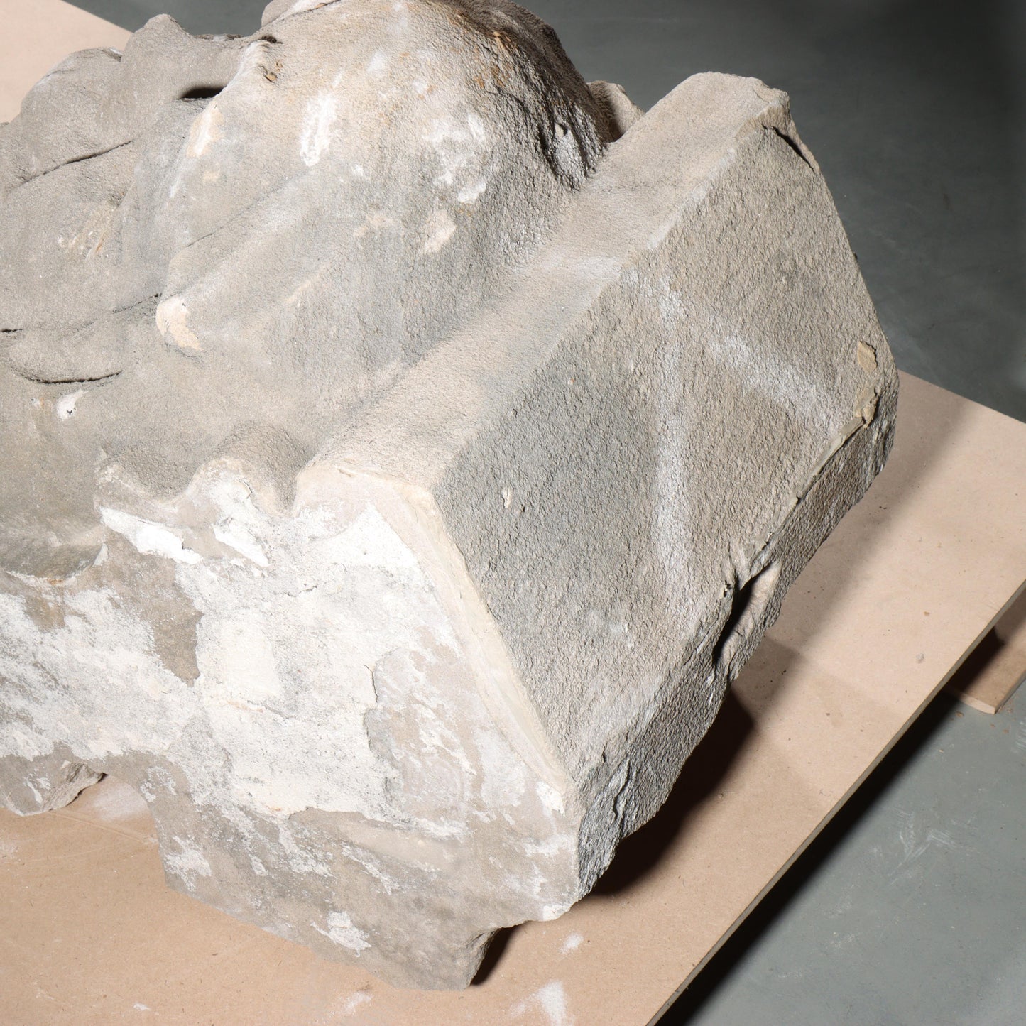Human face gargoyle/grotesque grinning man; 1920s Harlem, New York, Gothic Style Architectural Limestone Facade Carving 18"H x 15"W x 15"D