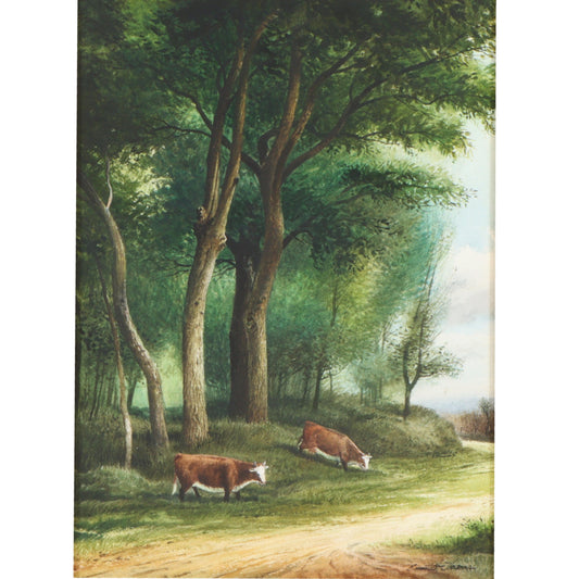 Emmitt Thames, American (b. 1933), Two Grazing, watercolor on paper, 14 3/4"H x 10 1/2"W(sight), 23 1/4"H x 19 1/4"W(frame)