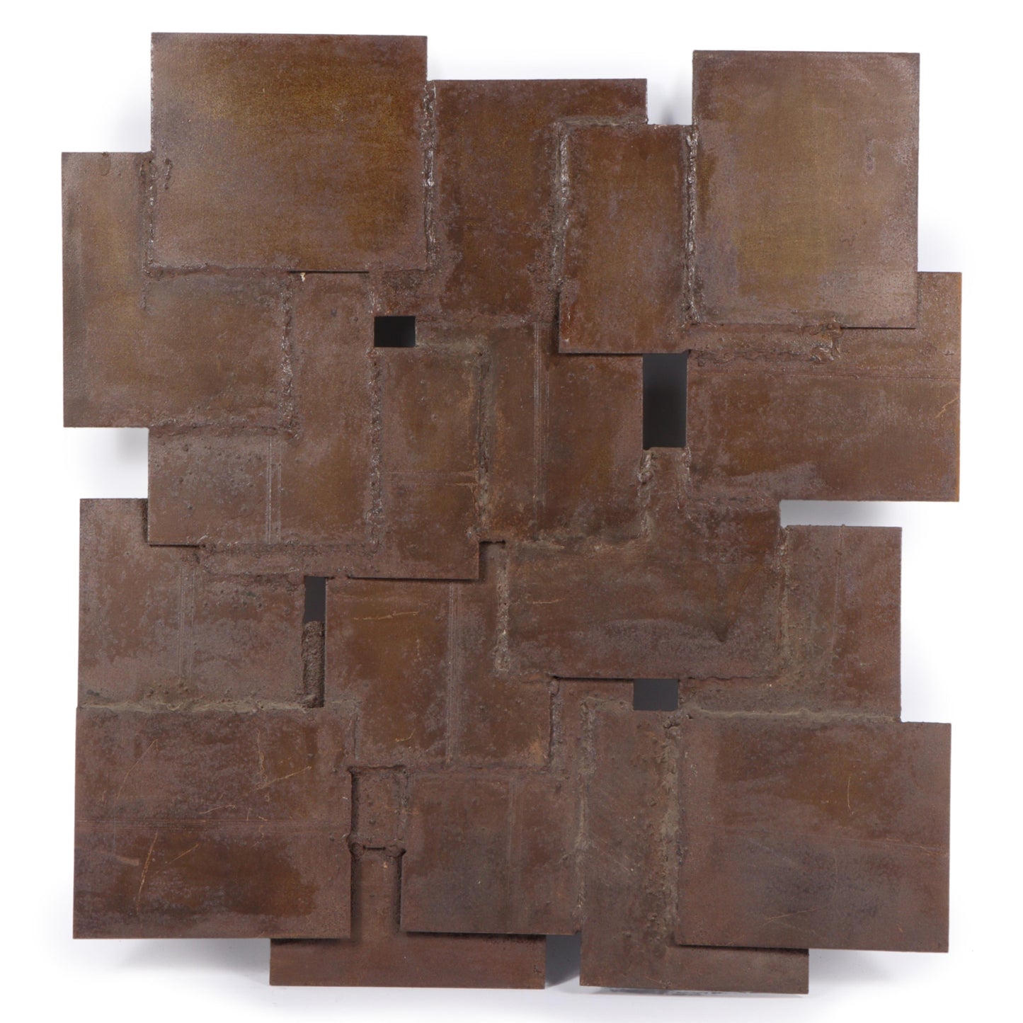 George Zachary Constant, American (1892 - 1978), brutalist wall hanging sculpture, bronze plate construction, 26"H x 24 1/2"W