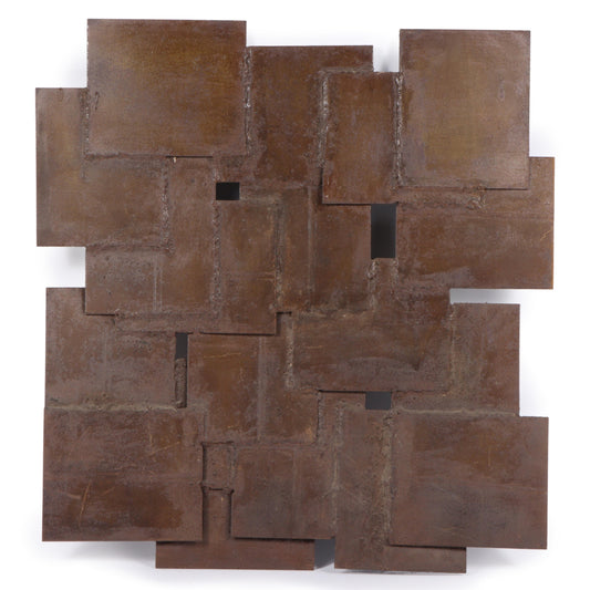 George Zachary Constant, American (1892 - 1978), brutalist wall hanging sculpture, bronze plate construction, 26"H x 24 1/2"W