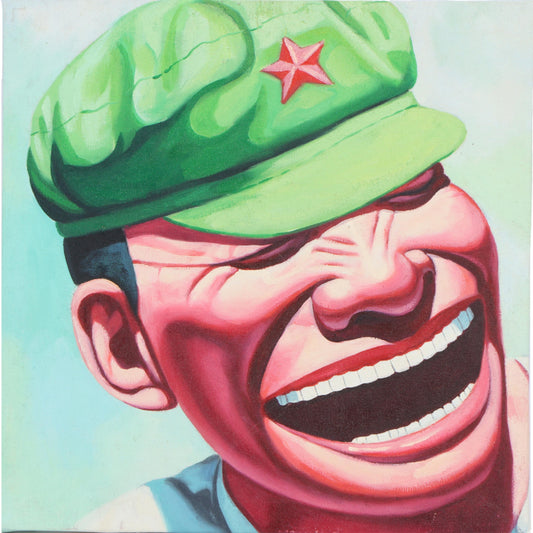 Yue Minjun (attributed), Chinese (b. 1962), Untitled, Hat, oil on canvas, 12"H x 11 3/4"W