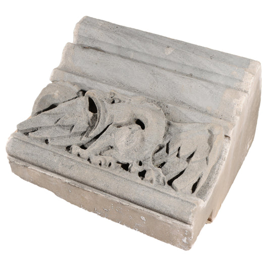 Winged Dragon / Phoenix Mythological figure border block; 1920s Harlem, New York, Gothic Style Architectural Limestone Facade Carving 20"W x 14"D