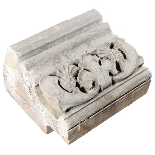 Pineapple fruit / Thistle and foliate border block; 1920s Harlem, New York, Gothic Style Architectural Limestone Facade Carving 20"H x 20"W