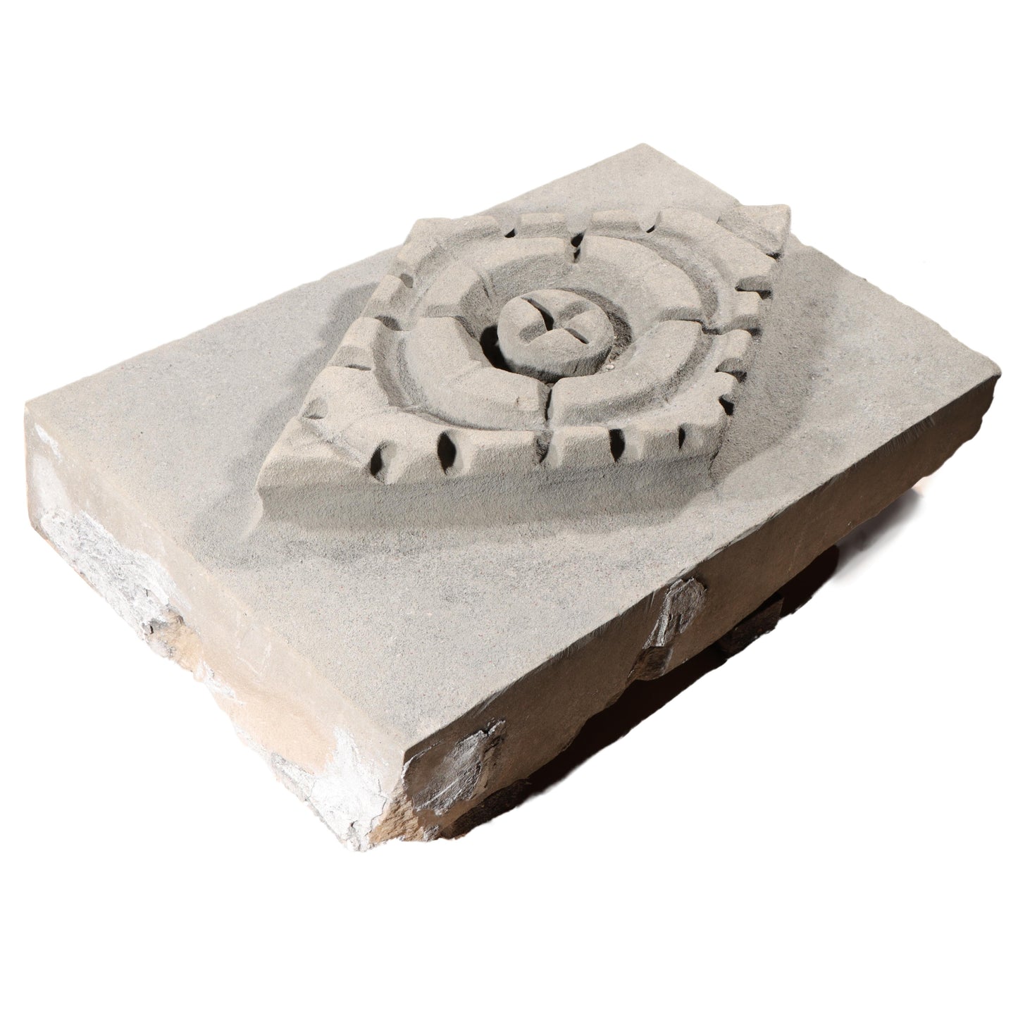 Quatrefoil floral diamond rosette foliate relief border slab; 1920s Harlem, New York, Gothic Style Architectural Limestone Facade Carving 18"H x 30"W