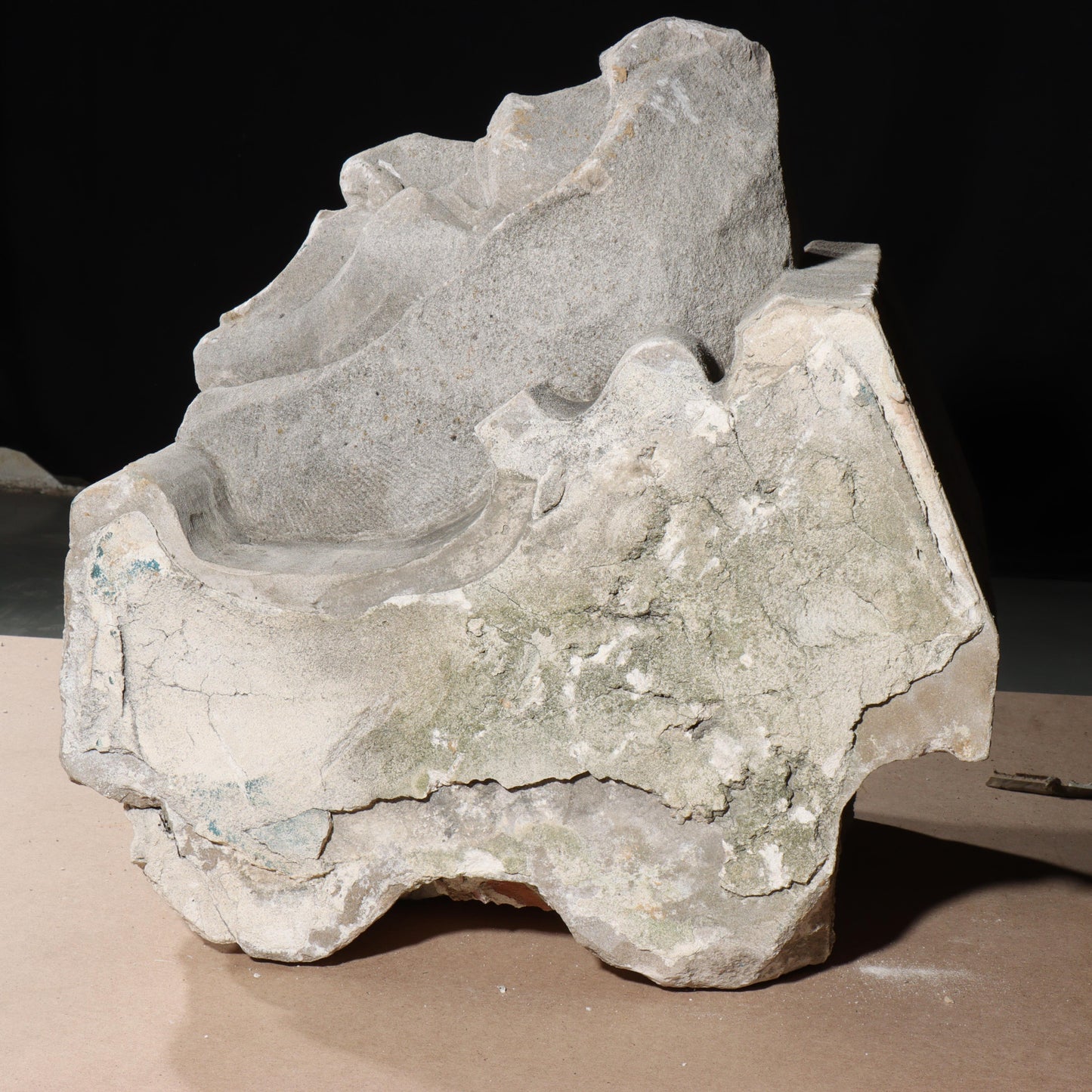 Human face gargoyle/grotesque screaming man; 1920s Harlem, New York, Gothic Style Architectural Limestone Facade Carving. 21 1/2"H x 18 1/2"W