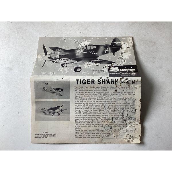 Monogram Tiger Shark - PA96:98, Vintage Model Kit, WWII Fighter Plane