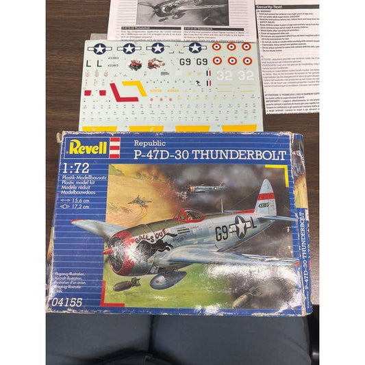 Revell Republic P-47D-30 Thunderbolt - 1:72 Scale, Plastic Model Kit, Unassembled, Decals Included