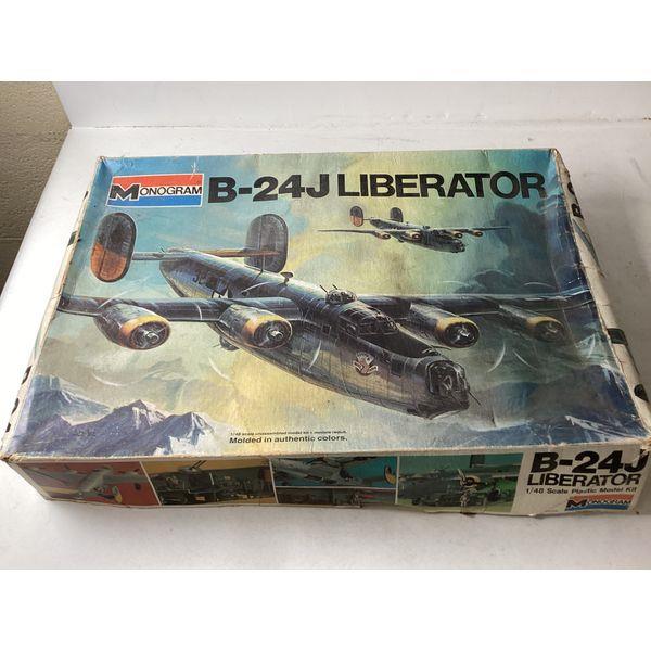 Monogram B-24J Liberator, 1/48 Scale, Plastic Model Kit, Unassembled, Vintage