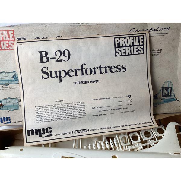 MPC B-29 Superfortress, 1/72 Scale, Profile Series, Vintage Model Kit