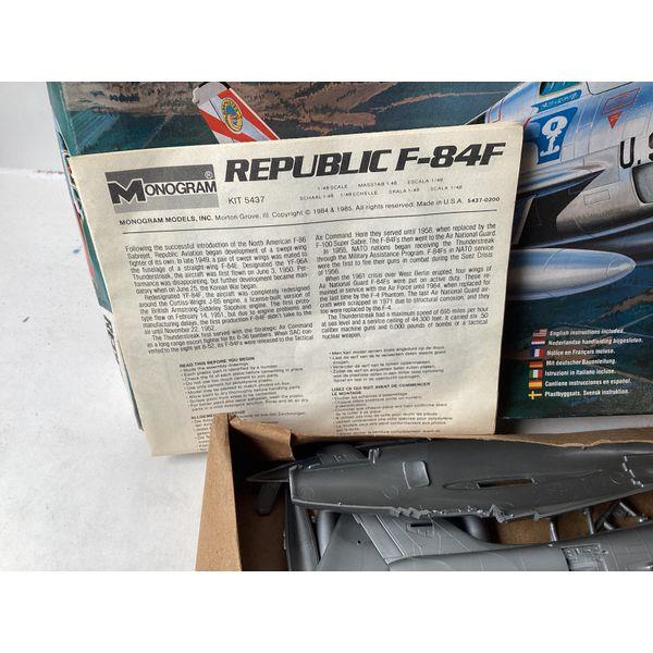 Monogram Republic F-84F - 1/48 Scale Model Kit - Unassembled, Molded in Silver