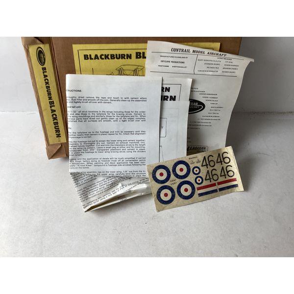 Contrail Blackburn, 1/72 Scale Vacuum Formed Kit, with Transfers, Injection Struts, Full Building Instructions