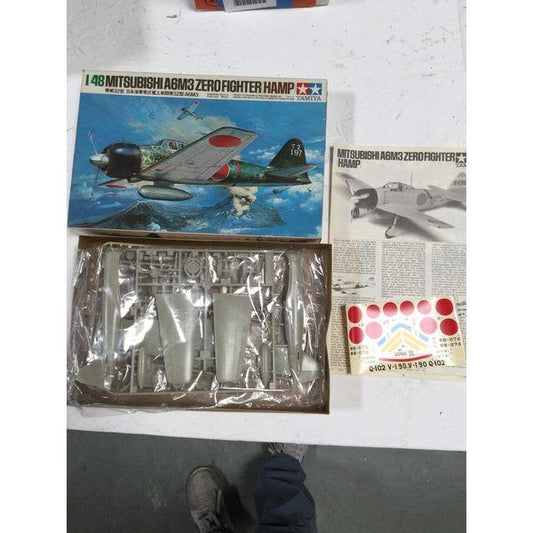 Tamiya Mitsubishi A6M3 Zero Fighter Hamp 1/48 Scale Model Kit - Unassembled, Decals Included