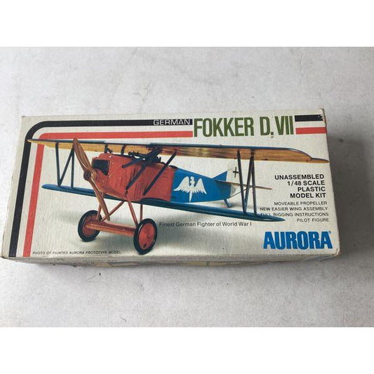 Aurora Fokker D.VII - 1/48 Scale Plastic Model Kit, Unassembled, Pilot Figure