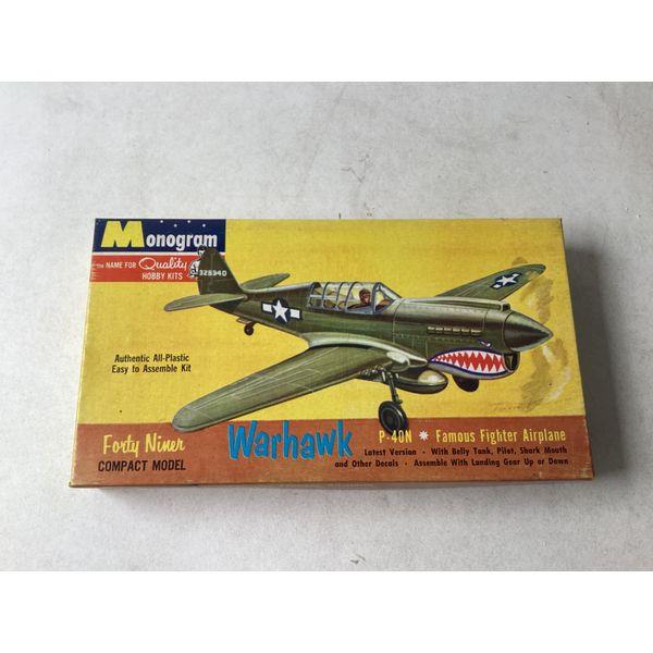 Monogram Forty Niner Warhawk P-40N - Vintage Model Kit, Shark Mouth Decals