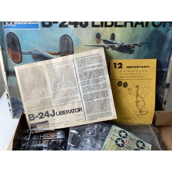 Monogram B-24J Liberator, 1/48 Scale, Plastic Model Kit, Unassembled, Vintage