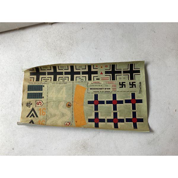 Matchbox Messerschmitt Bf 109E-3 - Vintage Model Kit, Scale 1:32, Unassembled Parts, Decals Included